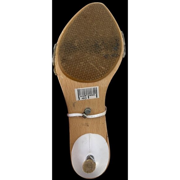 White Nasma Womens Rhinestone Studded Heeled Sandals Size 9.5 - Picture 9 of 13